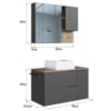 Conjunto Gabinete com Cuba e Espelheira 80cm Mel Grafite PRODDY