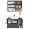 Conjunto Gabinete com Cuba e Espelheira 80cm Mel Grafite PRODDY