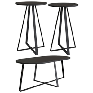 Conjunto Mesa De Centro Sala De Estar 27959 Preto Artesano