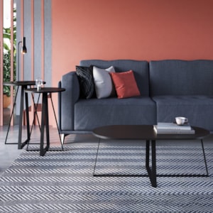 Conjunto Mesa De Centro Sala De Estar 27959 Preto Artesano