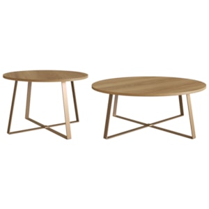 Conjunto Mesa De Centro Sala De Estar 27960 Hanover Dourado Artesano