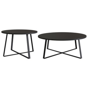Conjunto Mesa De Centro Sala De Estar 27960 Preto Artesano