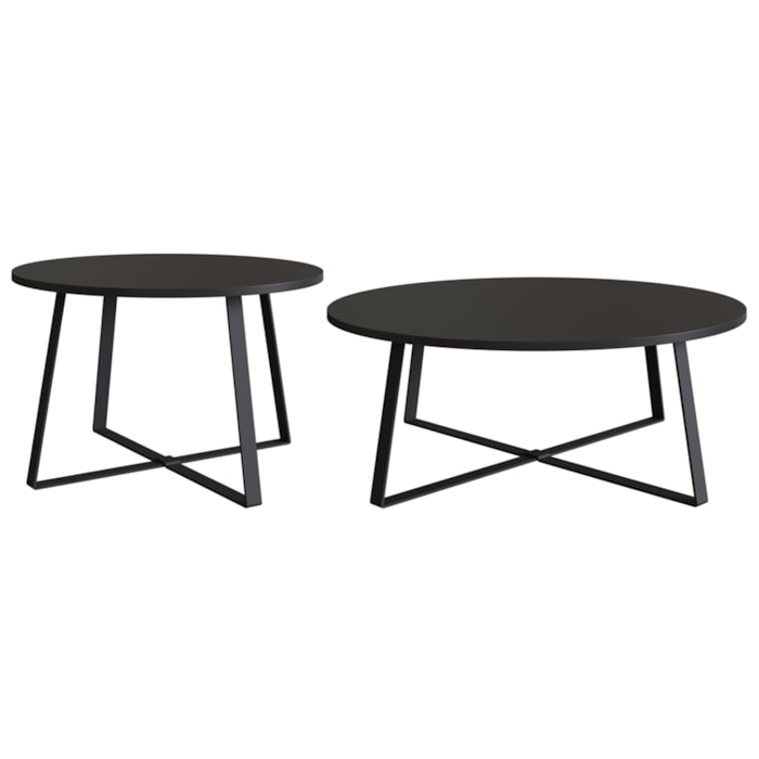 Conjunto Mesa De Centro Sala De Estar 27960 Preto Artesano