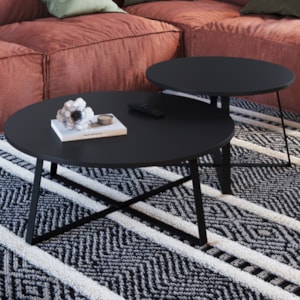 Conjunto Mesa De Centro Sala De Estar 27960 Preto Artesano
