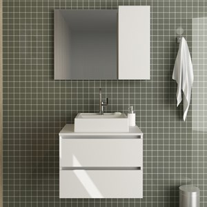 Conjunto Para Banheiro Armarios Com Cuba E Espelho BN10 Branco Tecno Mobili