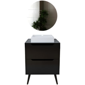 Conjunto Para Banheiro BN3600x39x40 Preto Metalizado Tecno Mobili Conjunto Para Banheiro BN3600x39x40 Preto Metalizado Tecno Mobili