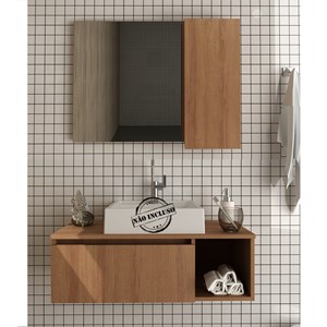 Conjunto Para Banheiro Gabinete E Espelheira BN3601x02 Amendoa Tecno Mobili
