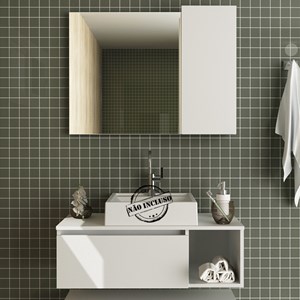 Conjunto Para Banheiro Gabinete E Espelheira BN3601x02 Branco Tecno Mobili