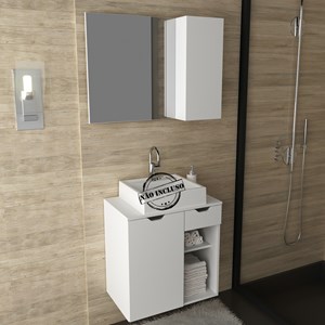 Conjunto Para Banheiro Gabinete E Espelheira BN3605x02 Branco Tecno Mobili