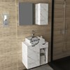 Conjunto Para Banheiro Gabinete E Espelheira BN3605x02 Marmore Branco Tecno Mobili