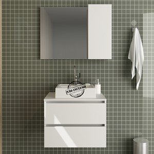 Conjunto Para Banheiro Gabinete E Espelheira BN3607x02 Branco Tecno Mobili