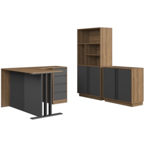 Conjunto Para Escritorio Office 3 Peças CM4080 Mel Grafite FAEM Conjunto Para Escritorio Office 3 Peças CM4080 Mel Grafite FAEM