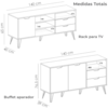 Conjunto Para Sala Rack TV 60 Pol Carvalho Branco Grafite Prata ARLY