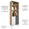 Conjunto Para Sala Rack TV 60 Pol Carvalho Branco Grafite Prata ARLY