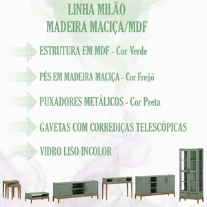 Conjunto Para Salas Integradas 6 Pç MDF/Madeira Milao 6 Verde Freijo FNT