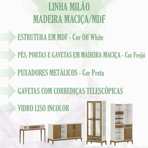 Conjunto Sala de Jantar 4 Pç MDF/Madeira Milao 5 Off White Freijo FNT