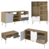 Conjunto Sala Estar Rack TV 60 Pol Carvalho Branco Grafite Prata ARLY