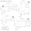 Conjunto Sala Estar Rack TV 60 Pol Carvalho Branco Grafite Prata ARLY