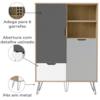 Conjunto Sala Estar Rack TV 60 Pol Carvalho Branco Grafite Prata ARLY