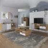 Conjunto Sala Estar Rack TV 60 Pol Carvalho Branco Grafite Prata ARLY