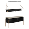 Conjunto Sapateira Banco e Prateleira 28979 Nero Dourado Artesano
