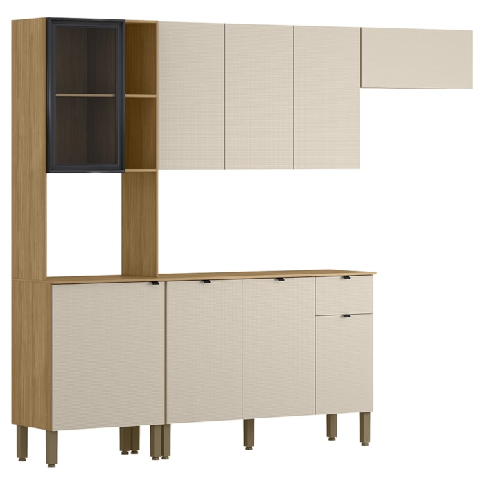 Cozinha 4 Pecas 251 cm MDF Vert Plus Freijo Soft KTP