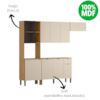 Cozinha 4 Pecas 251 cm MDF Vert Plus Freijo Soft KTP