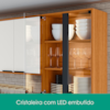 Cozinha Armario 3 Peças 180 cm Cristaleira Balcao Com Tampo Ravena Freijo Off Acetinado POLIMAN