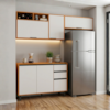 Cozinha Armario 3 Peças 200 cm Balcao Com Tampo Ravena Freijo Off Acetinado POLIMAN