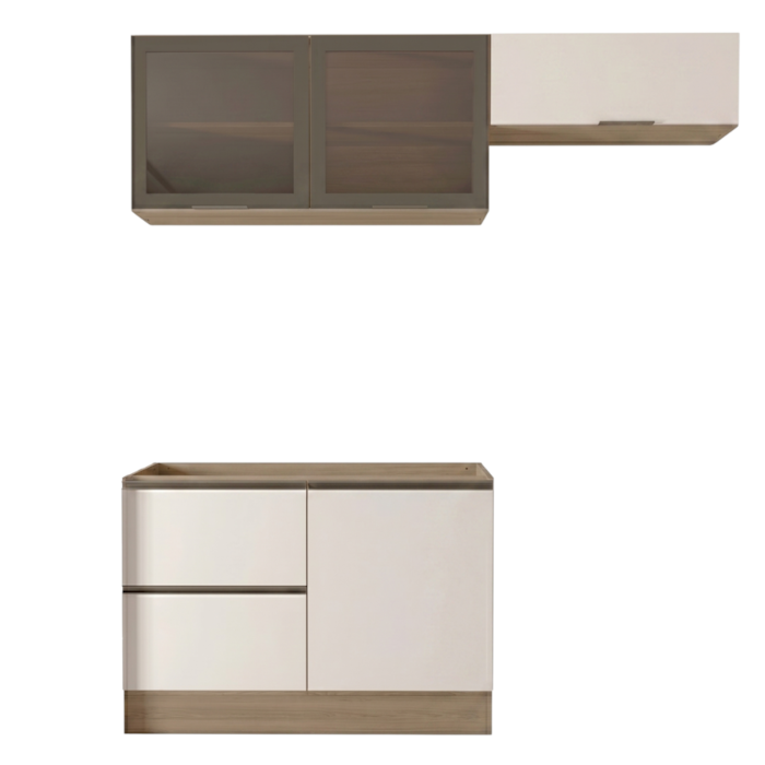 Cozinha Armario 3 Peças Balcao Para Pia Etna Carvalho Oak Off White POLIMAN