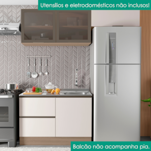Cozinha Armario 3 Peças Balcao Para Pia Etna Carvalho Oak Off White POLIMAN