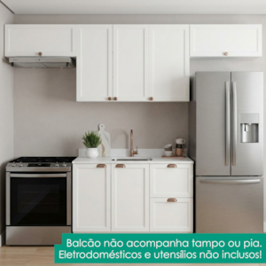 Cozinha Armario 4 Peças Balcao Sem Tampo 280 cm Unna Branco POLIMAN