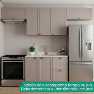 Cozinha Armario 4 Peças Balcao Sem Tampo 280 cm Unna Gris POLIMAN
