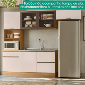 Cozinha Armario 4 Peças Paneleiro Balcao Para Pia Etna Carvalho Oak Off White POLIMAN