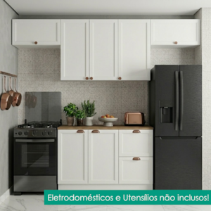 Cozinha Armario 5 Peças Balcao Com Tampo 280 cm Unna Branco POLIMAN