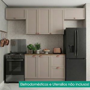 Cozinha Armario 5 Peças Balcao Com Tampo 280 cm Unna Gris POLIMAN