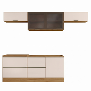 Cozinha Armario 5 Peças Balcao Pia Etna Carvalho Oak Off White POLIMAN