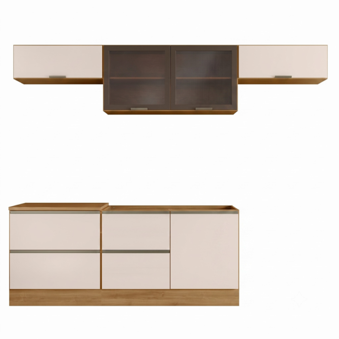 Cozinha Armario 5 Peças Balcao Pia Etna Carvalho Oak Off White POLIMAN
