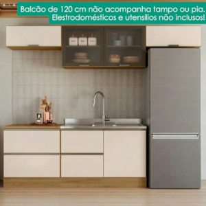 Cozinha Armario 5 Peças Balcao Pia Etna Carvalho Oak Off White POLIMAN