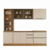 Cozinha Armario 5 Peças Cristaleira Balcao Para Pia 258 cm Etna Carvalho Oak Off White POLIMAN