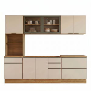 Cozinha Armario 5 Peças Paneleiro Balcao Para Pia 258 cm Etna Carvalho Oak Off White POLIMAN