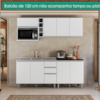 Cozinha Armario 6 Peças 200 cm Balcao Pia Evidence Branco POLIMAN