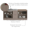 Cozinha Armario 6 Peças Balcao Pia Sem Tampo 200 cm Unna Gris POLIMAN