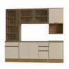 Cozinha Armario 6 Peças Cristaleira Balcao Para Pia 258 cm Etna Carvalho Oak Off White POLIMAN
