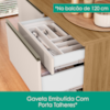 Cozinha Armario 6 Peças Cristaleira Balcao Para Pia 258 cm Etna Carvalho Oak Off White POLIMAN