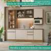 Cozinha Armario 6 Peças Cristaleira Balcao Para Pia 258 cm Etna Carvalho Oak Off White POLIMAN