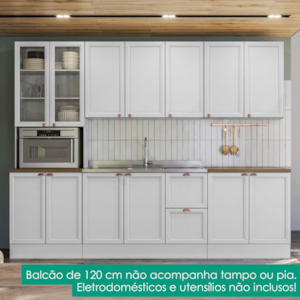 Cozinha Armario 6 Peças Paneleiro Balcao Para Pia 270 cm Unna Branco POLIMAN