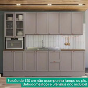Cozinha Armario 6 Peças Paneleiro Balcao Para Pia 270 cm Unna Gris POLIMAN
