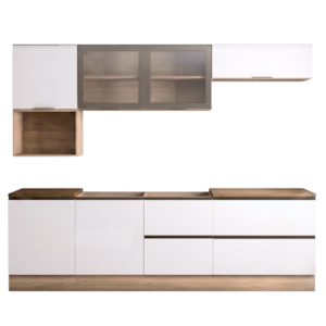 Cozinha Armario 7 Peças 258 cm Balcao Para Pia Etna Carvalho Oak Off White POLIMAN