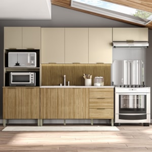 Cozinha Balcao Pia Glam Freijo Vanilla Cp Ripado Freijo KTP